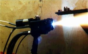 Fig. 1 – HM-unit with a small-sized combustor. Application of coatings via steel wires spraying